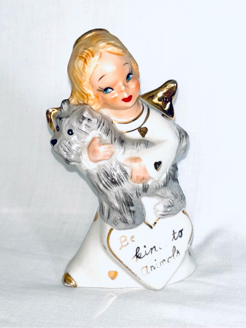 Vintage Yona Original Angel Puppy Dog Be Kind To Animals 1956 California Pottery